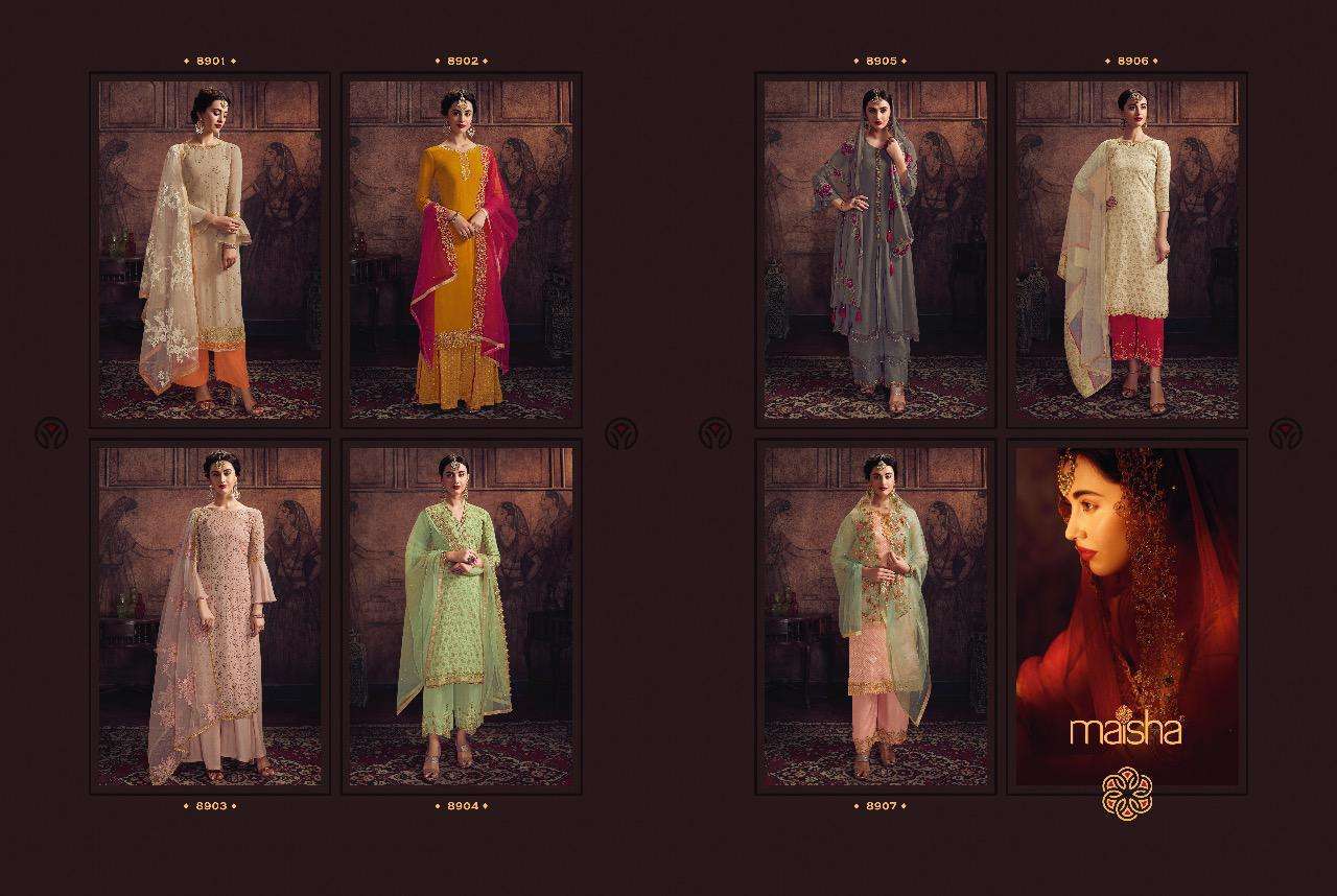 SULTANA VOL-3 BY MAISHA 8901 TO 8907 SERIES DESIGNER WEDDING COLLECTION BEAUTIFUL STYLISH FANCY COLORFUL PARTY WEAR & OCCASIONAL WEAR RANGOLI GEORGETTE EMBROIDERED DRESSES AT WHOLESALE PRICE