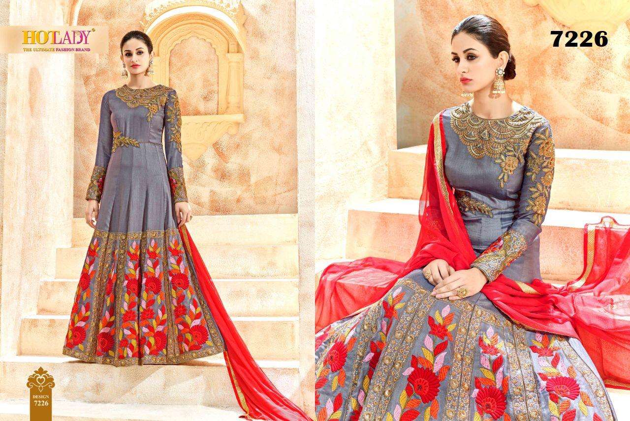 SHALEENA NX VOL-2 BY HOT LADY BEAUTIFUL ANARKALI EMBROIDERED DESIGNER STYLISH COLORFUL ETHNIC PARTY WEAR OCCASIONAL WEAR TRADITIONAL WEAR SWISS SHADOW/PURE SILK DRESSES AT WHOLESALE PRICE