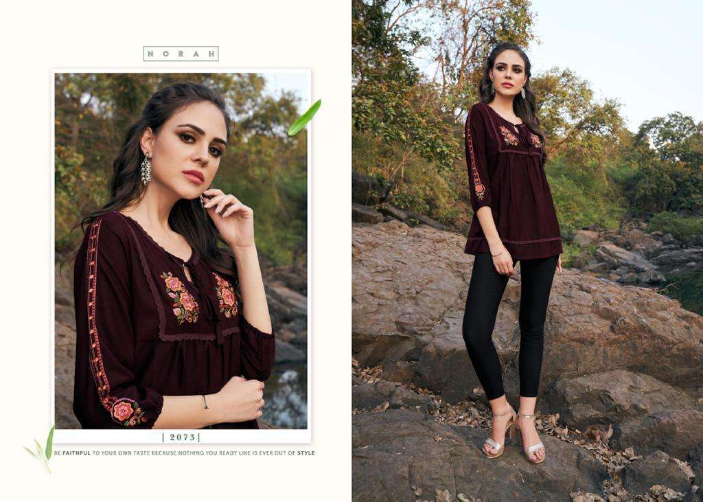 NANO SHORT TOP BY NEHA FASHION 2068 TO 2073 SERIES BEAUTIFUL COLORFUL STYLISH FANCY CASUAL WEAR & READY TO WEAR RAYON TWO TONE TOPS AT WHOLESALE PRICE