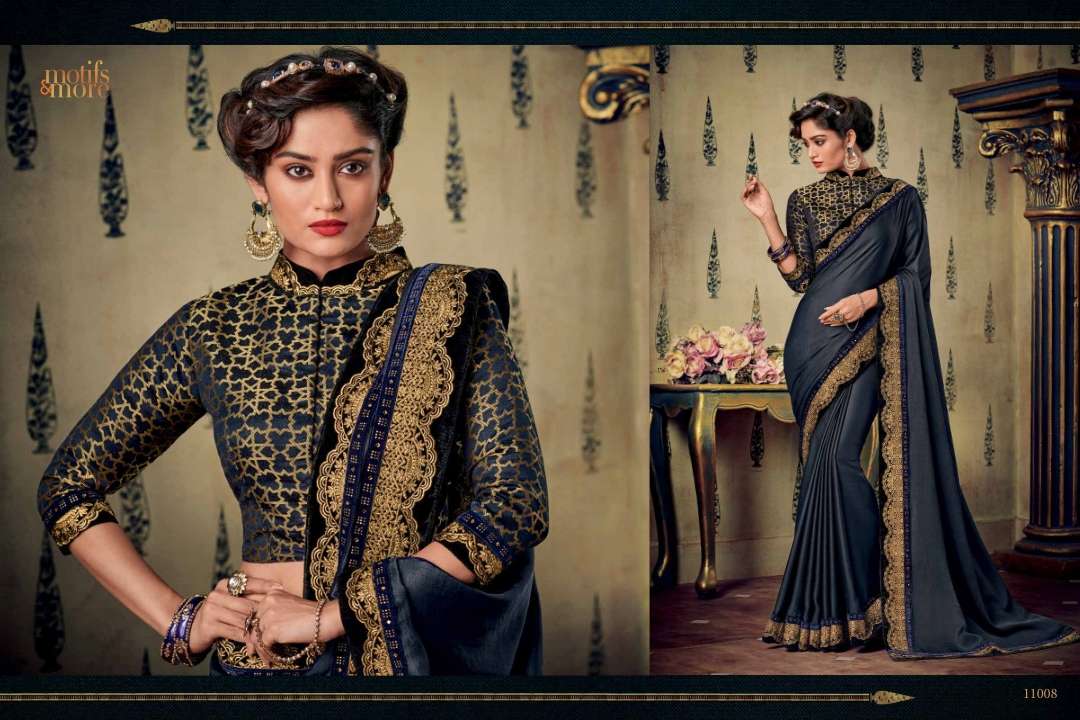 M AND M VOL-10 BY MOTIFS AND MORE INDIAN TRADITIONAL WEAR COLLECTION BEAUTIFUL STYLISH FANCY COLORFUL PARTY WEAR & OCCASIONAL WEAR FANCY EMBROIDERED SAREES AT WHOLESALE PRICE