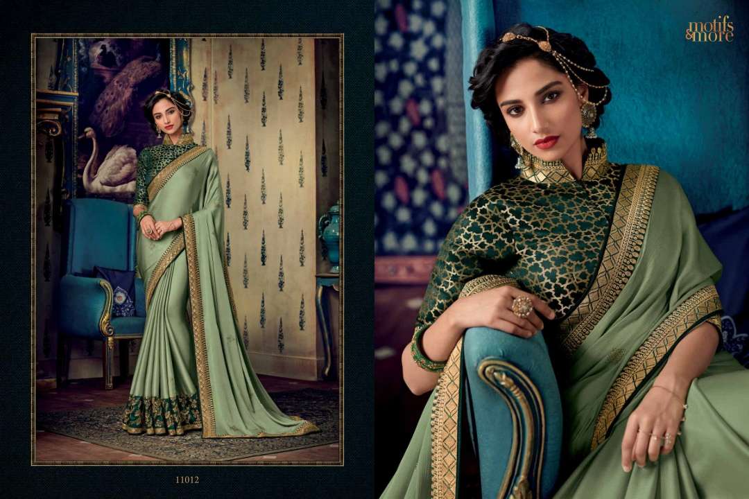 M AND M VOL-10 BY MOTIFS AND MORE INDIAN TRADITIONAL WEAR COLLECTION BEAUTIFUL STYLISH FANCY COLORFUL PARTY WEAR & OCCASIONAL WEAR FANCY EMBROIDERED SAREES AT WHOLESALE PRICE