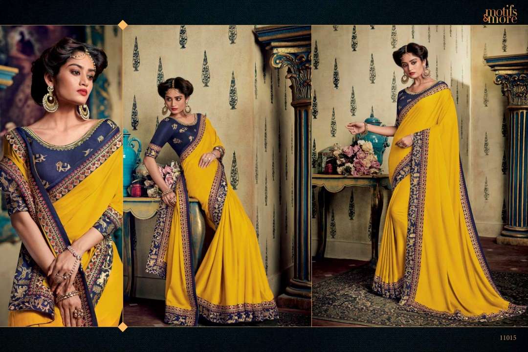 M AND M VOL-10 BY MOTIFS AND MORE INDIAN TRADITIONAL WEAR COLLECTION BEAUTIFUL STYLISH FANCY COLORFUL PARTY WEAR & OCCASIONAL WEAR FANCY EMBROIDERED SAREES AT WHOLESALE PRICE