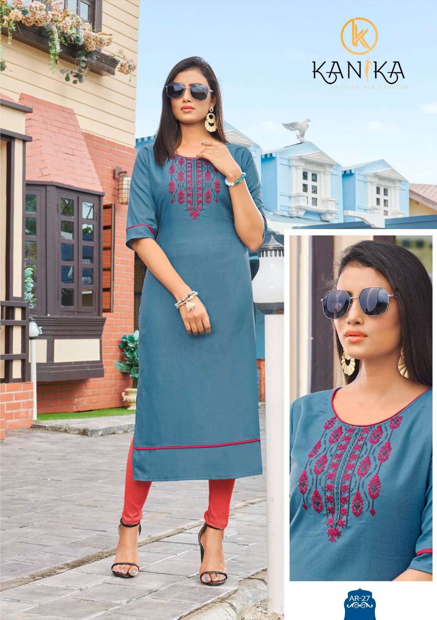 ANUROOP VOL-3 BY KANIKA 19 TO 28 SERIES BEAUTIFUL STYLISH FANCY COLORFUL CASUAL WEAR & ETHNIC WEAR & READY TO WEAR RUBY COTTON EMBROIDERED KURTIS AT WHOLESALE PRICE
