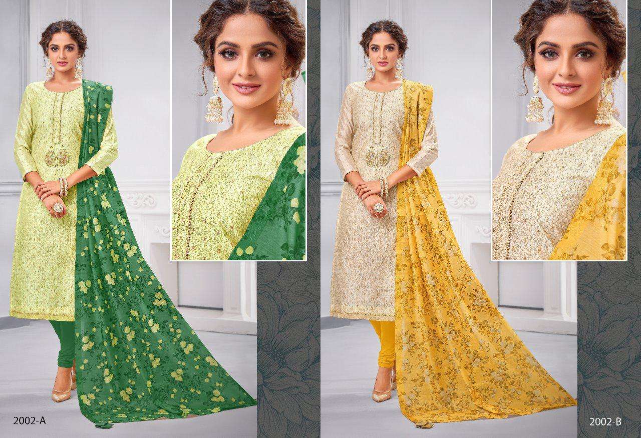 MAGIC SPECIAL VOL-2 BY SHAGUN LIFE STYLE 2001-A TO 2006-B SERIES BEAUTIFUL SUITS COLORFUL STYLISH FANCY CASUAL WEAR & ETHNIC WEAR  MODAL SILK WITH HAND WORK DRESSES AT WHOLESALE PRICE