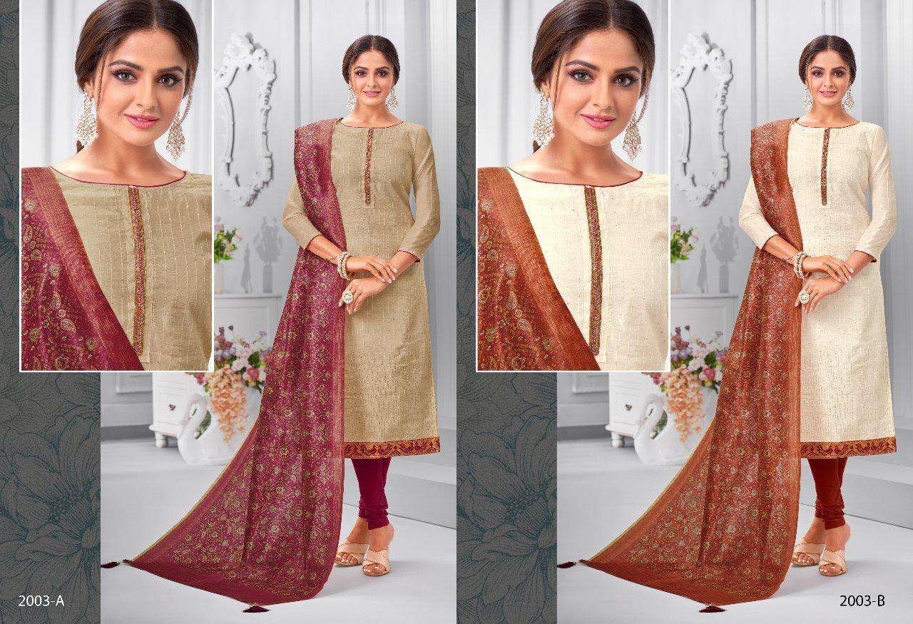 MAGIC SPECIAL VOL-2 BY SHAGUN LIFE STYLE 2001-A TO 2006-B SERIES BEAUTIFUL SUITS COLORFUL STYLISH FANCY CASUAL WEAR & ETHNIC WEAR  MODAL SILK WITH HAND WORK DRESSES AT WHOLESALE PRICE