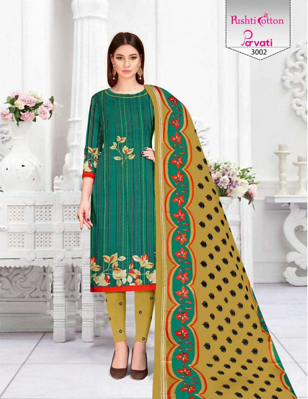 PARVATI VOL-3 BY PUSHTI COTTON 3001 TO 3010 SERIES BEAUTIFUL STYLISH FANCY COLORFUL CASUAL WEAR & ETHNIC WEAR & READY TO WEAR COTTON PRINTED KURTIS AT WHOLESALE PRICE