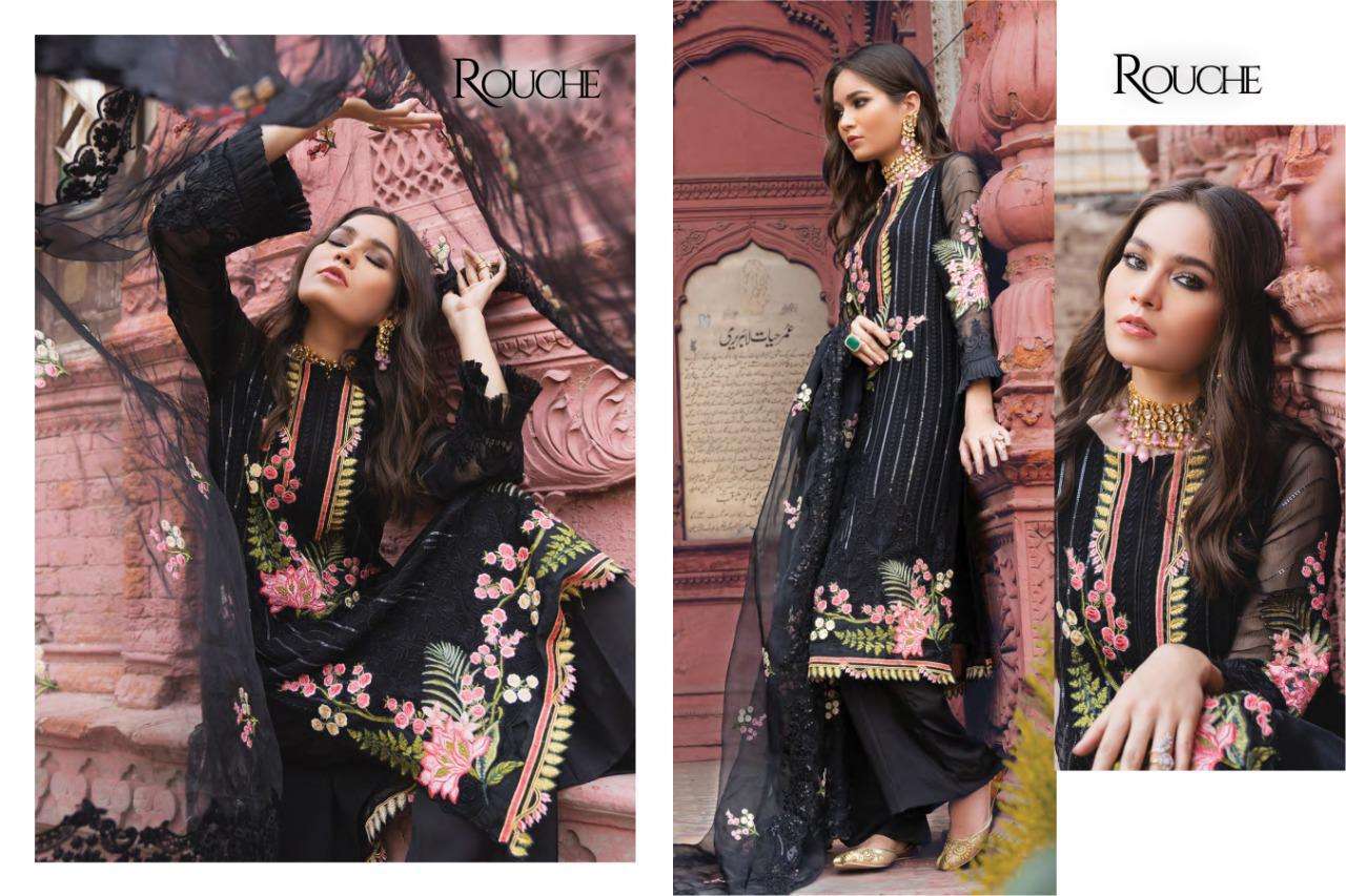 KHAS BY ROUCHE 1001 TO 1004 SERIES BEAUTIFUL STYLISH PAKISATNI SUITS FANCY COLORFUL CASUAL WEAR & ETHNIC WEAR & READY TO WEAR HEAVY FAUX GEORGETTE WITH EMBROIDERY DRESSES AT WHOLESALE PRICE