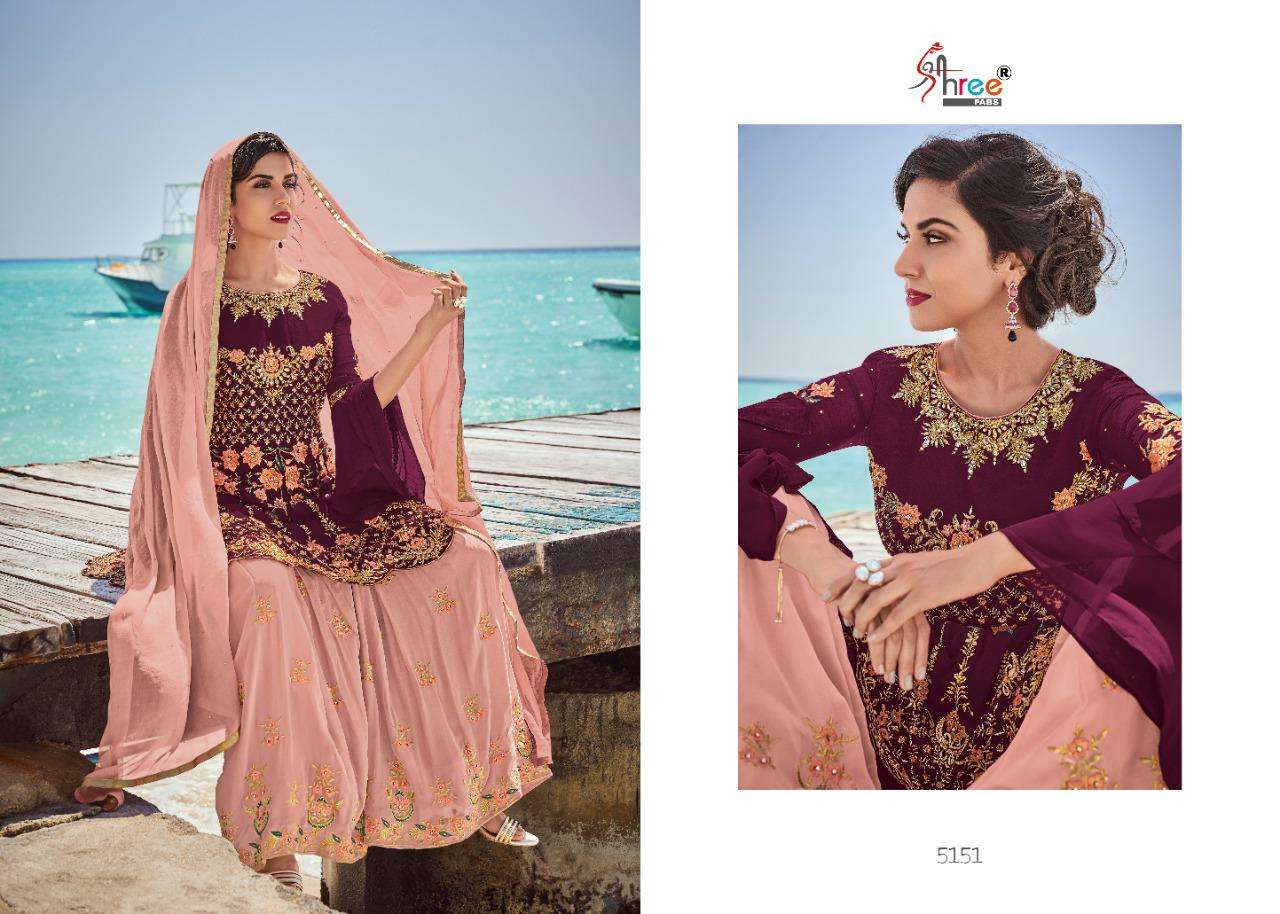 RAJSHREE BY SHREE FABS 5151 TO 5156 SERIES BEAUTIFUL SUITS COLORFUL STYLISH FANCY CASUAL WEAR & ETHNIC WEAR HEAVY GEORGETTE WITH EMBROIDERY DRESSES AT WHOLESALE PRICE