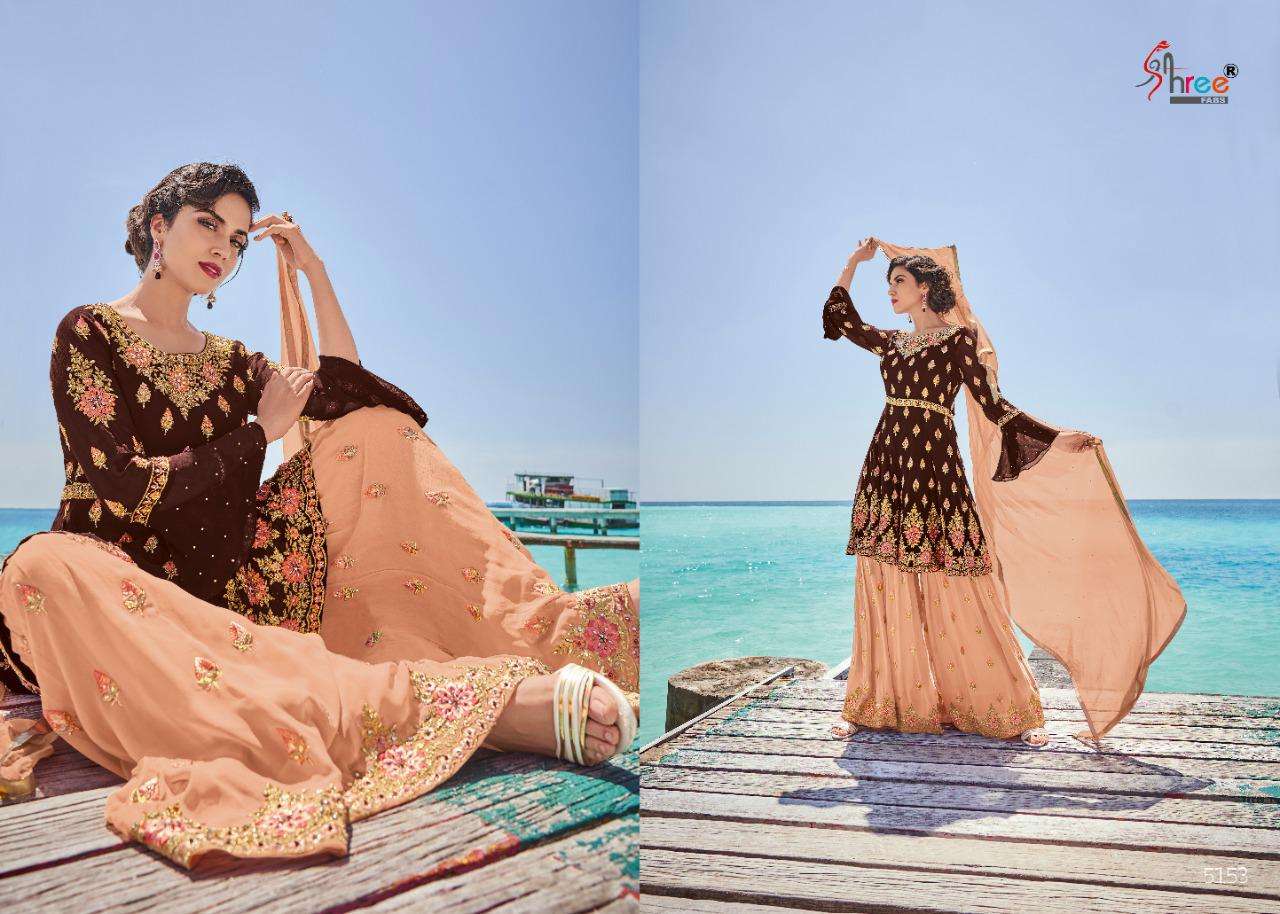 RAJSHREE BY SHREE FABS 5151 TO 5156 SERIES BEAUTIFUL SUITS COLORFUL STYLISH FANCY CASUAL WEAR & ETHNIC WEAR HEAVY GEORGETTE WITH EMBROIDERY DRESSES AT WHOLESALE PRICE