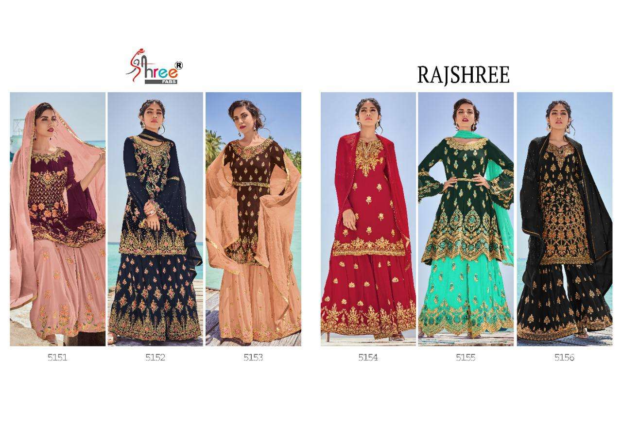 RAJSHREE BY SHREE FABS 5151 TO 5156 SERIES BEAUTIFUL SUITS COLORFUL STYLISH FANCY CASUAL WEAR & ETHNIC WEAR HEAVY GEORGETTE WITH EMBROIDERY DRESSES AT WHOLESALE PRICE