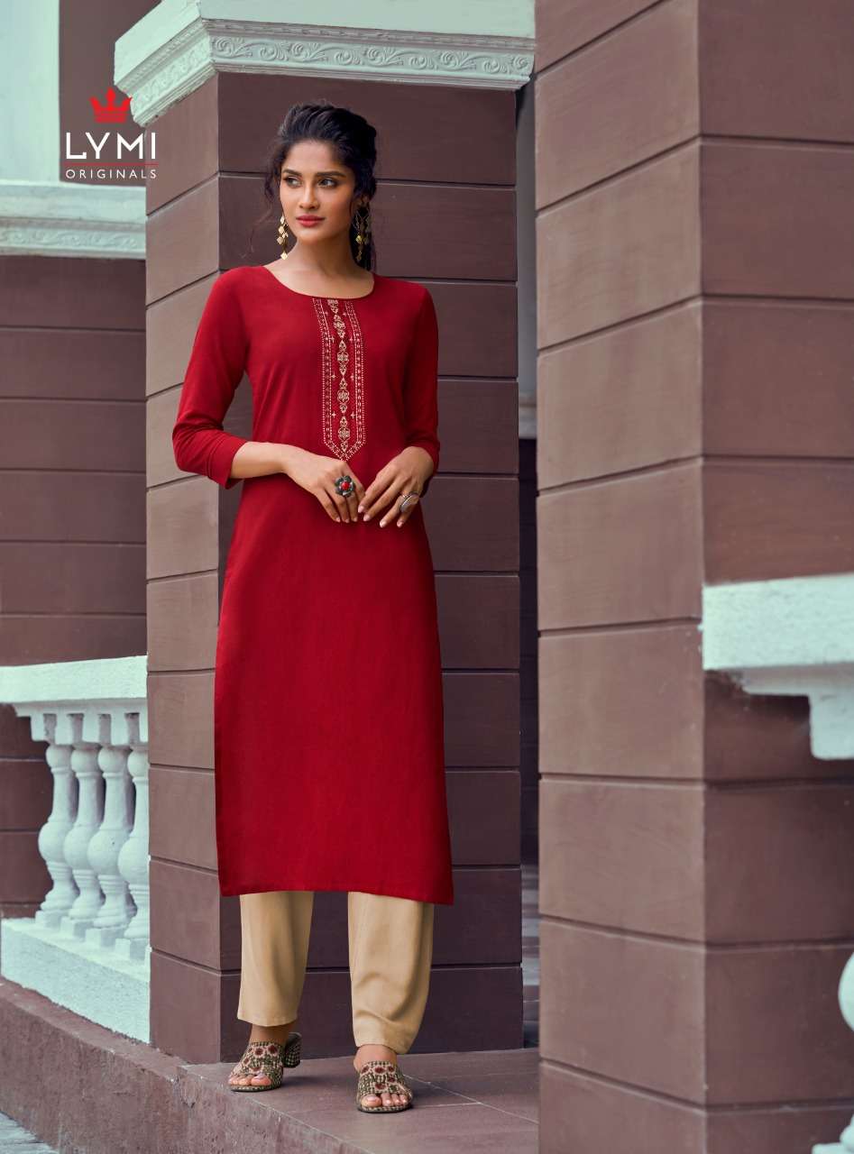 RUNWAY BY LYMI ORIGINAL 4401 TO 4408 SERIES BEAUTIFUL STYLISH FANCY COLORFUL CASUAL WEAR & ETHNIC WEAR & READY TO WEAR HEAVY RAYON NECK WORK PRINTED KURTIS AT WHOLESALE PRICE