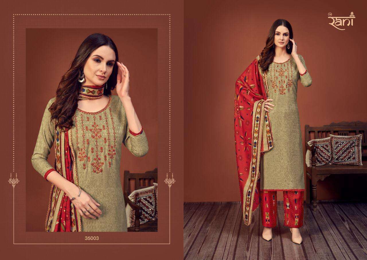 SAKHIYA BY RANI FASHION 35001 TO 35008 SERIES DESIGNER SUITS COLLECTION BEAUTIFUL STYLISH FANCY COLORFUL PARTY WEAR & OCCASIONAL WEAR PASHMINA DOBBY PRINT WITH WORK DRESSES AT WHOLESALE PRICE