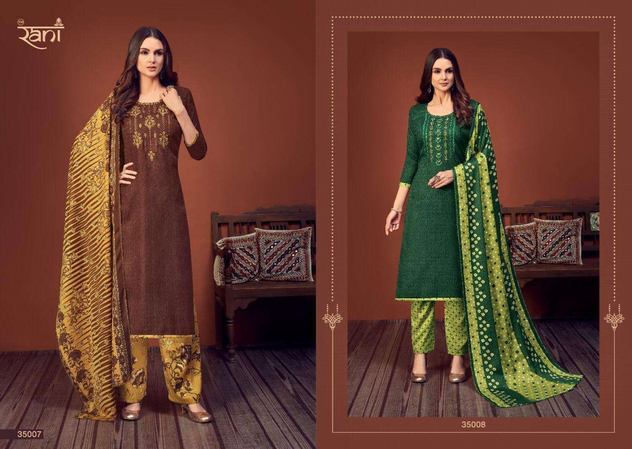SAKHIYA BY RANI FASHION 35001 TO 35008 SERIES DESIGNER SUITS COLLECTION BEAUTIFUL STYLISH FANCY COLORFUL PARTY WEAR & OCCASIONAL WEAR PASHMINA DOBBY PRINT WITH WORK DRESSES AT WHOLESALE PRICE