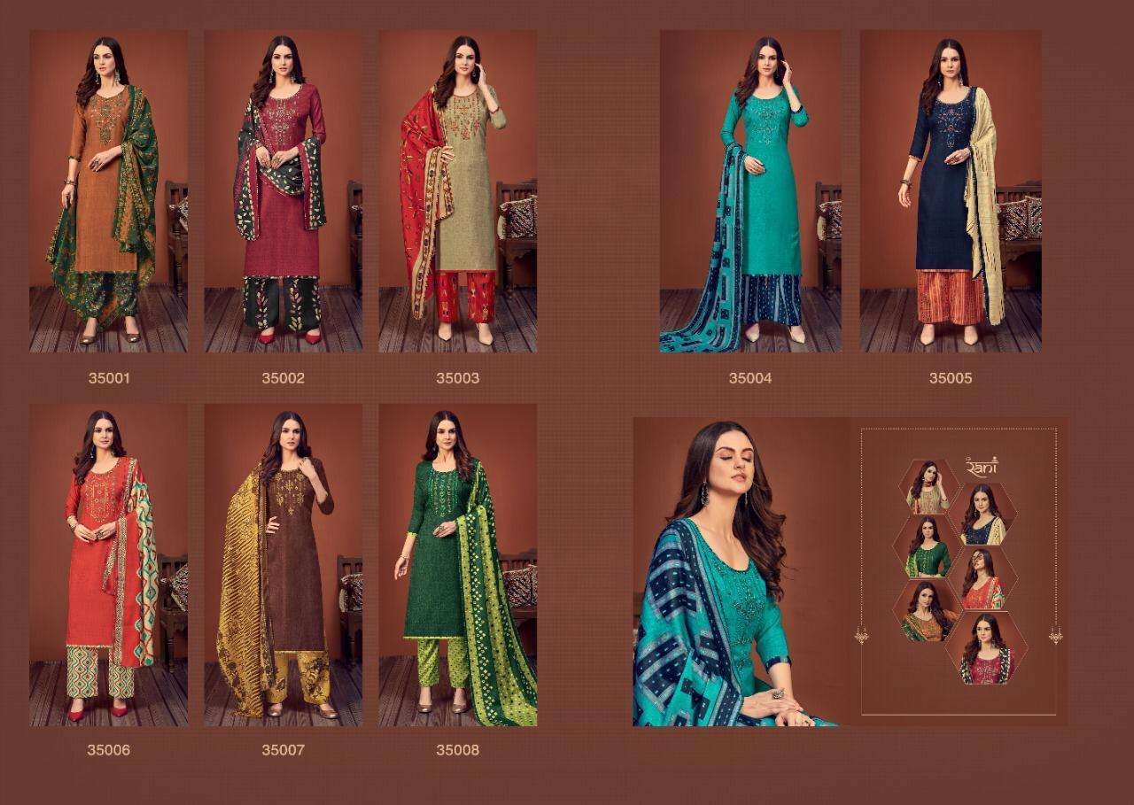 SAKHIYA BY RANI FASHION 35001 TO 35008 SERIES DESIGNER SUITS COLLECTION BEAUTIFUL STYLISH FANCY COLORFUL PARTY WEAR & OCCASIONAL WEAR PASHMINA DOBBY PRINT WITH WORK DRESSES AT WHOLESALE PRICE