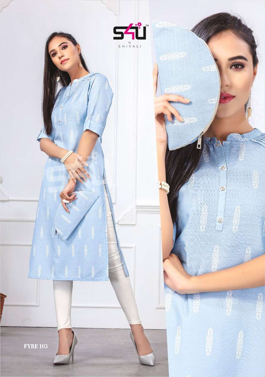 FYRE NX BY S4U FASHION BEAUTIFUL STYLISH FANCY COLORFUL CASUAL WEAR & ETHNIC WEAR & READY TO WEAR FANCY PRINTED KURTIS AT WHOLESALE PRICE