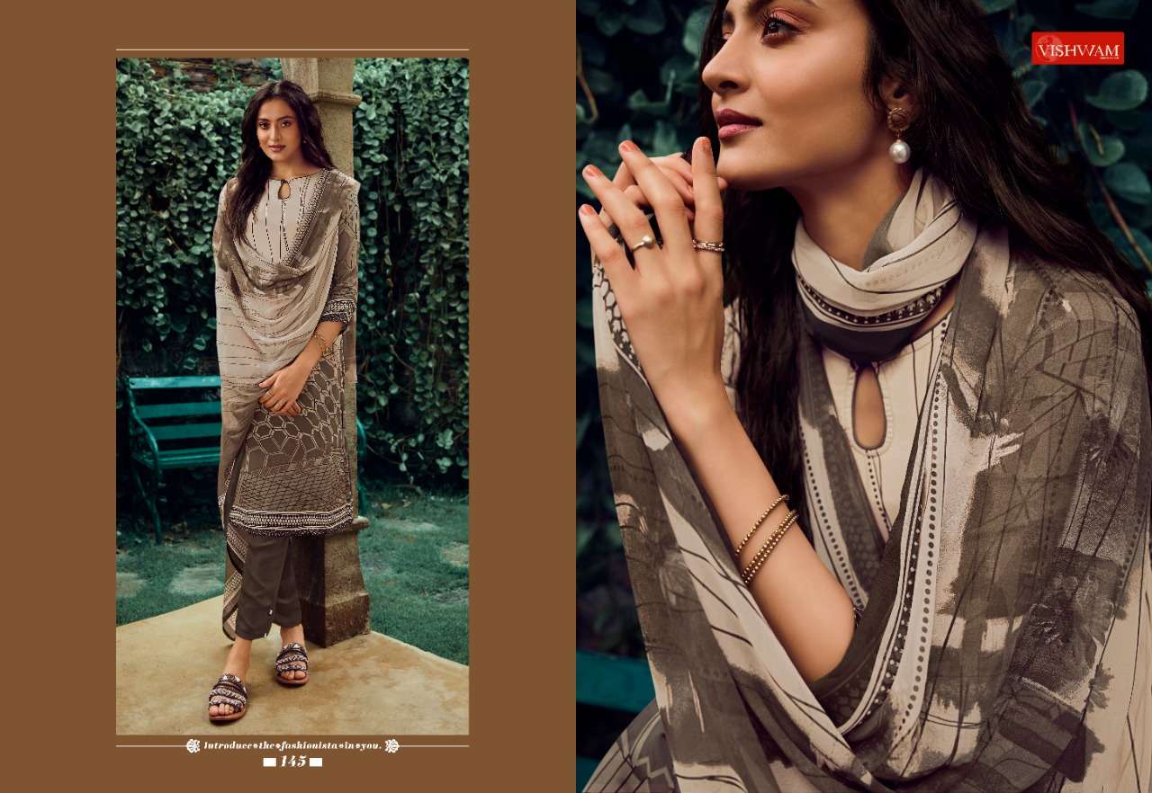 CAPPUCCINO VOL-4 BY VISHWAM FABRICS 143 TO 154 SERIES BEAUTIFUL SUITS COLORFUL STYLISH FANCY CASUAL WEAR & ETHNIC WEAR CREPE PRINTED DRESSES AT WHOLESALE PRICE