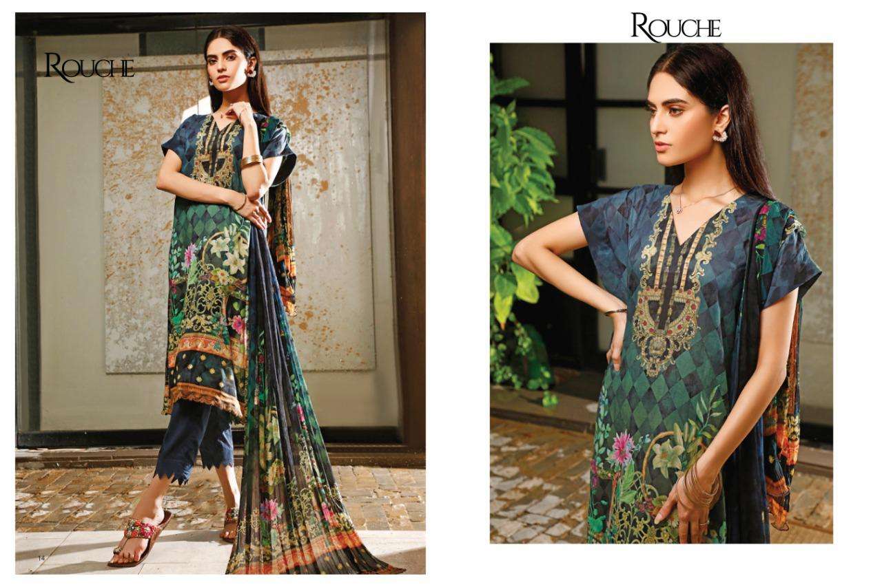MALHAR BY ROUCHE 1001 TO 1006 SERIES BEAUTIFUL STYLISH PAKISATNI SUITS FANCY COLORFUL CASUAL WEAR & ETHNIC WEAR & READY TO WEAR HEAVY JAM SATIN COTTON WITH DIGITAL PRINT DRESSES AT WHOLESALE PRICE