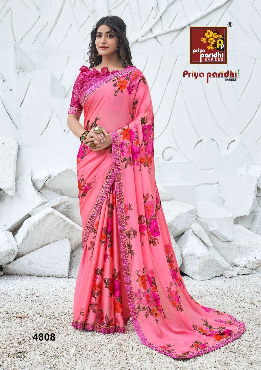 SHANAYA BY PRIYA PARIDHI 4801 TO 4810 SERIES INDIAN TRADITIONAL WEAR COLLECTION BEAUTIFUL STYLISH FANCY COLORFUL PARTY WEAR & OCCASIONAL WEAR FANCY MOSS PRINTED SAREES AT WHOLESALE PRICE