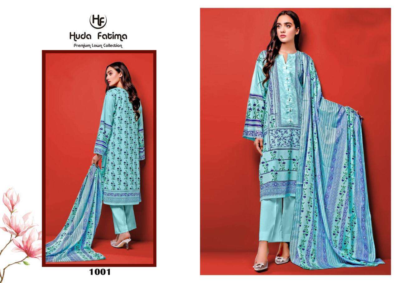 EXCLUSIVE SPRING LAWN COLLECTION 2020 BY HUDA FATIMA 1001 TO 1010 SERIES BEAUTIFUL SUITS STYLISH FANCY COLORFUL CASUAL WEAR & ETHNIC WEAR PURE CAMBRIC DRESSES AT WHOLESALE PRICE