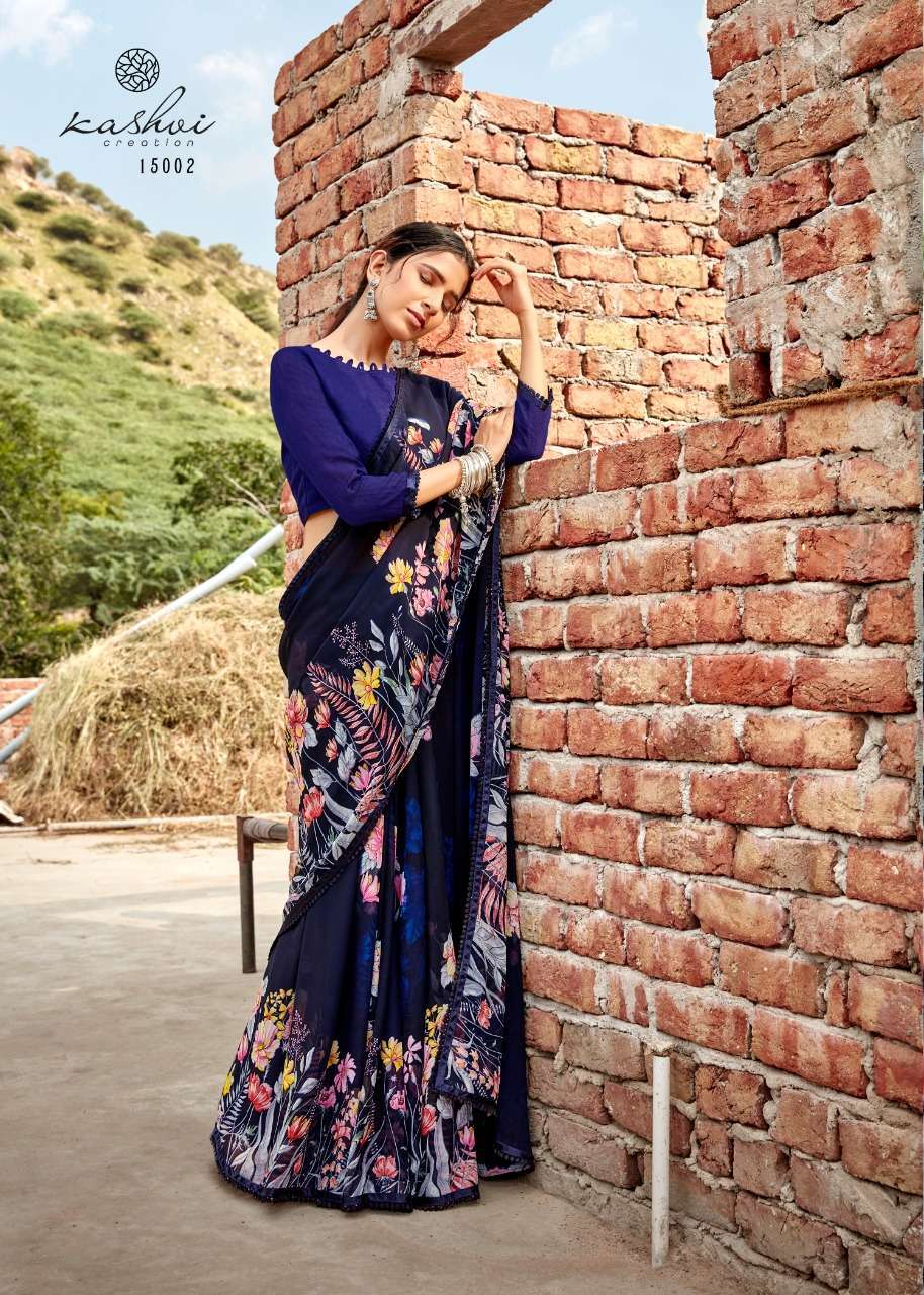 YASHVI BY KASHVI CREATION 15001 TO 15010 SERIES INDIAN TRADITIONAL WEAR COLLECTION BEAUTIFUL STYLISH FANCY COLORFUL PARTY WEAR & OCCASIONAL WEAR PURE GEORGETTE SAREES AT WHOLESALE PRICE