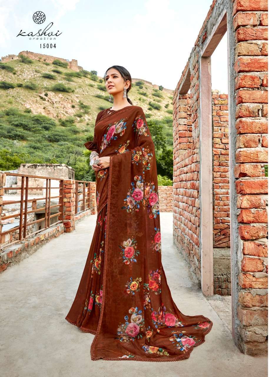 YASHVI BY KASHVI CREATION 15001 TO 15010 SERIES INDIAN TRADITIONAL WEAR COLLECTION BEAUTIFUL STYLISH FANCY COLORFUL PARTY WEAR & OCCASIONAL WEAR PURE GEORGETTE SAREES AT WHOLESALE PRICE