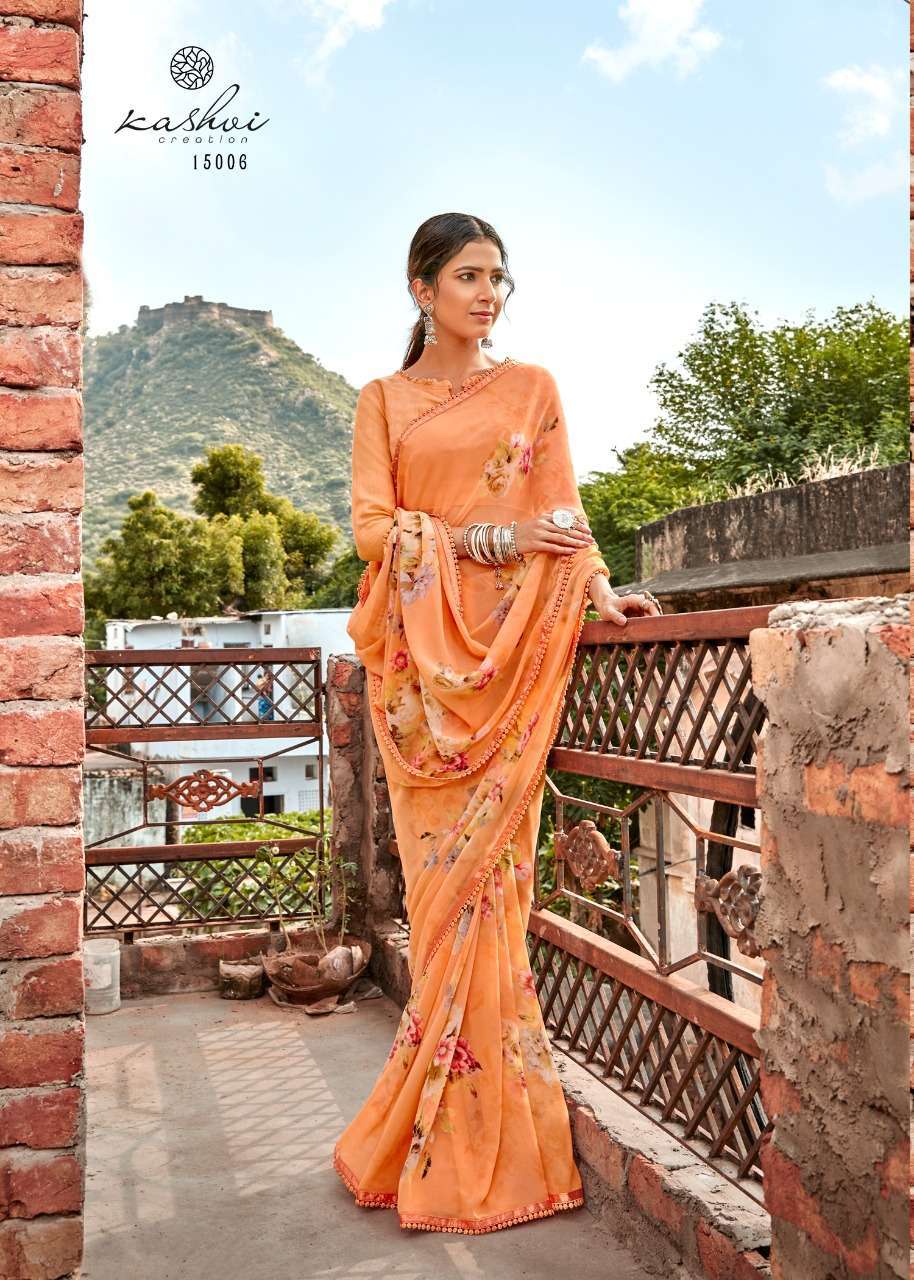 YASHVI BY KASHVI CREATION 15001 TO 15010 SERIES INDIAN TRADITIONAL WEAR COLLECTION BEAUTIFUL STYLISH FANCY COLORFUL PARTY WEAR & OCCASIONAL WEAR PURE GEORGETTE SAREES AT WHOLESALE PRICE