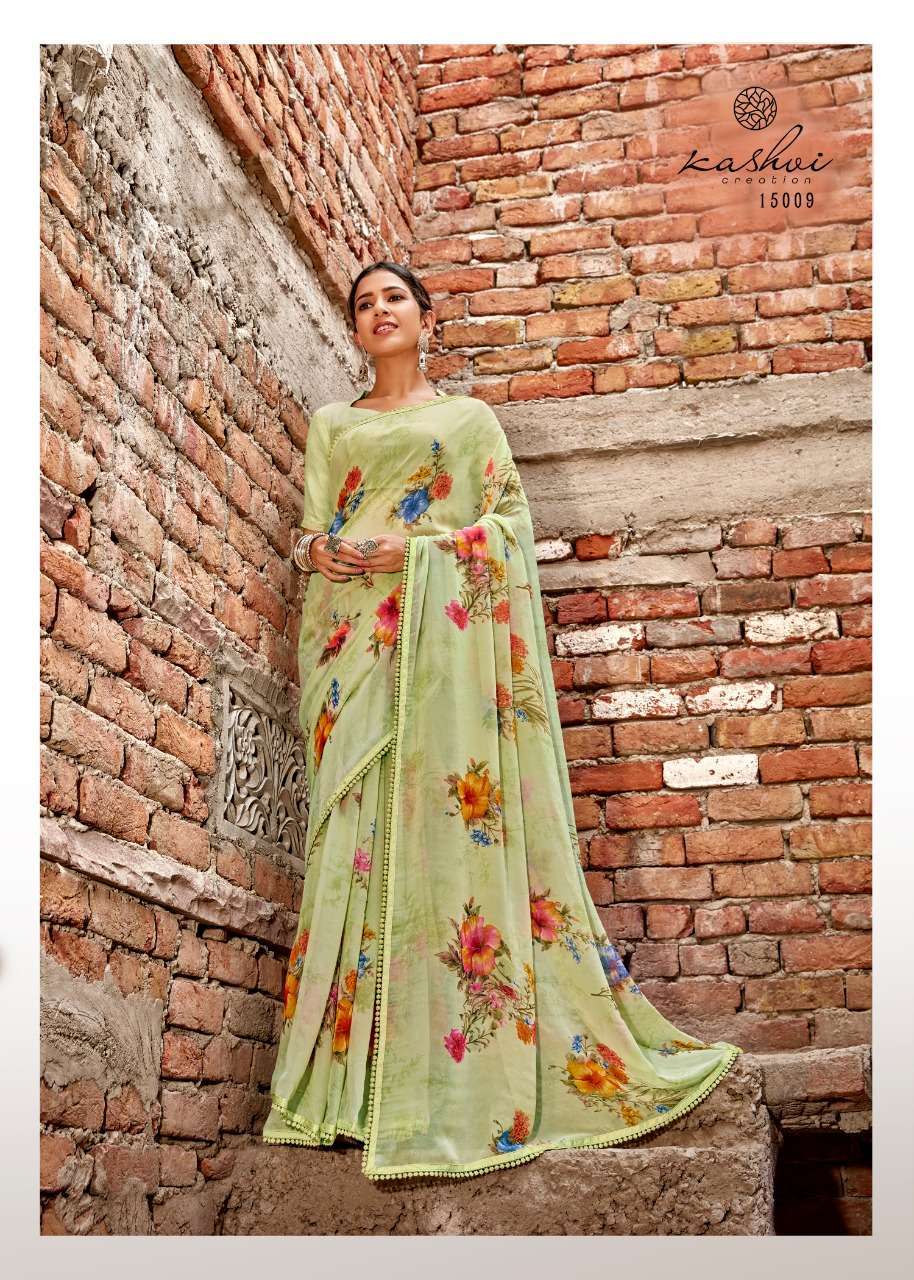 YASHVI BY KASHVI CREATION 15001 TO 15010 SERIES INDIAN TRADITIONAL WEAR COLLECTION BEAUTIFUL STYLISH FANCY COLORFUL PARTY WEAR & OCCASIONAL WEAR PURE GEORGETTE SAREES AT WHOLESALE PRICE