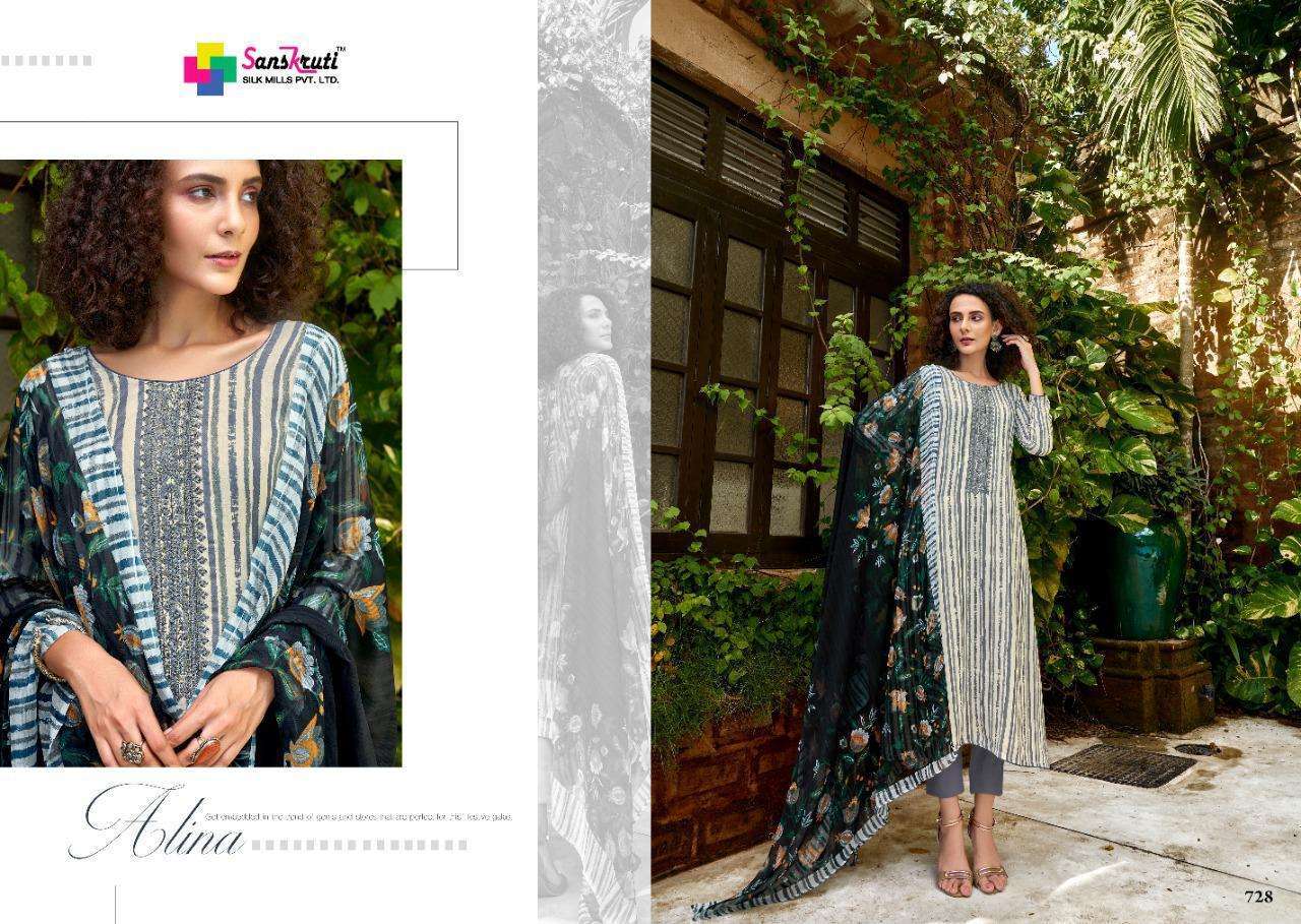 JULIET BY SANSKRUTI SILK MILLS 720 TO 729 SERIES BEAUTIFUL SUITS STYLISH FANCY COLORFUL CASUAL WEAR & ETHNIC WEAR PURE PASHMINA WITH WORK DRESSES AT WHOLESALE PRICE