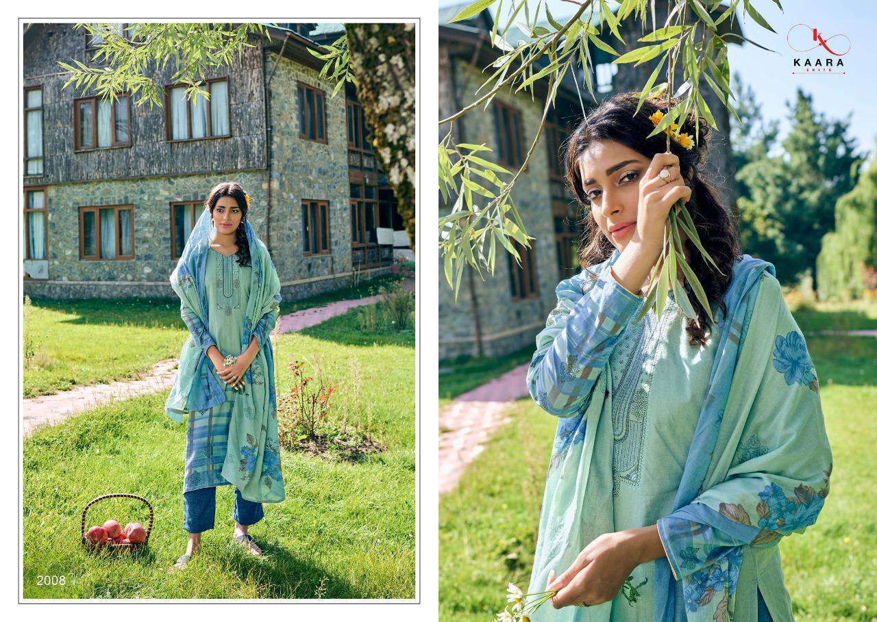 MAHIRA VOL-2 BY KAARA SUITS 2001 TO 2008 SERIES BEAUTIFUL STYLISH FANCY COLORFUL CASUAL WEAR & ETHNIC WEAR SELF WOOVEN PASHMINA DESIGNER PRINT DRESSES AT WHOLESALE PRICE