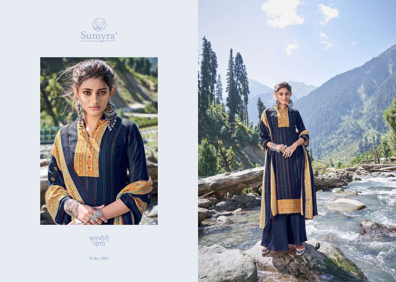 KASHMIRI DHAAGA BY SUMYRA 1001 TO 1008 SERIES BEAUTIFUL STYLISH FANCY COLORFUL CASUAL WEAR & ETHNIC WEAR PURE PASHMINA DESIGNER PRINT DRESSES AT WHOLESALE PRICE