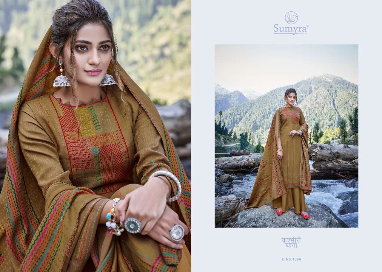 KASHMIRI DHAAGA BY SUMYRA 1001 TO 1008 SERIES BEAUTIFUL STYLISH FANCY COLORFUL CASUAL WEAR & ETHNIC WEAR PURE PASHMINA DESIGNER PRINT DRESSES AT WHOLESALE PRICE