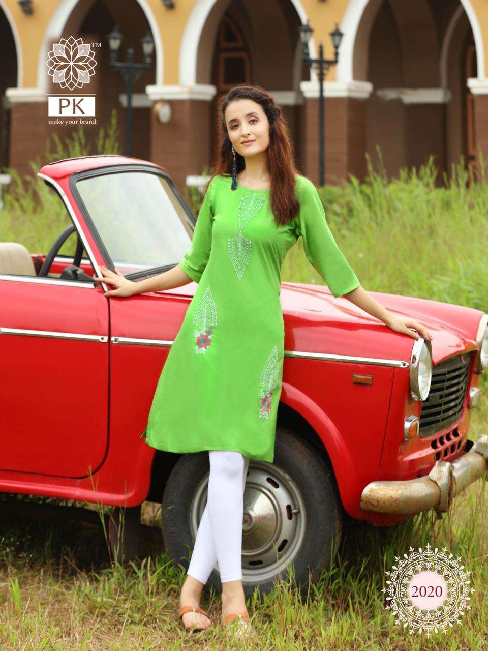 FASHION RAINBOW VOL-2 BY PK 2001 TO 2020 SERIES BEAUTIFUL STYLISH COLORFUL FANCY PARTY WEAR & ETHNIC WEAR & READY TO WEAR HEAVY COTTON EMBROIDERED KURTIS AT WHOLESALE PRICE