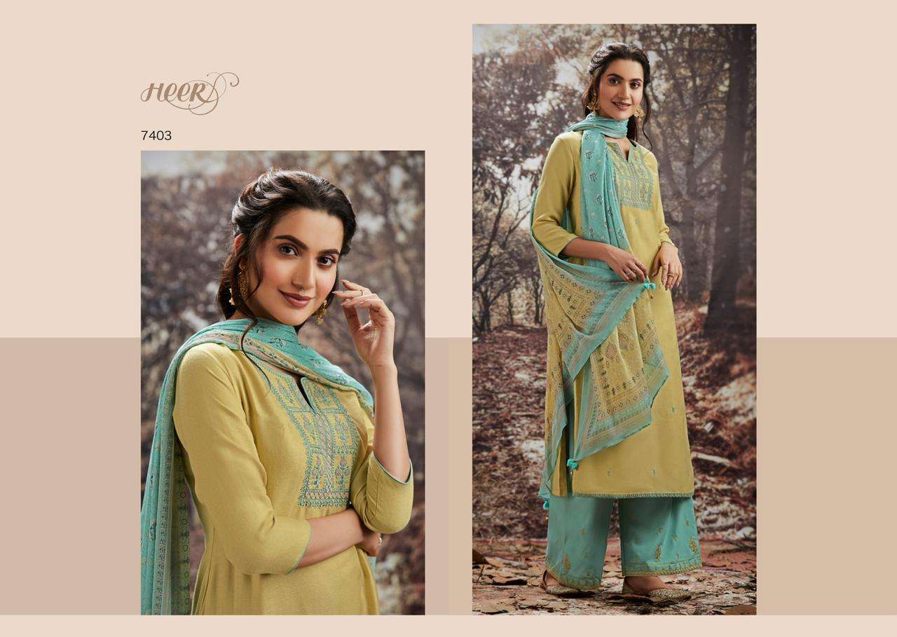SUKOON BY HEER 7401 TO 7407 SERIES BEAUTIFUL WINTER COLLECTION SUITS STYLISH FANCY COLORFUL CASUAL WEAR & ETHNIC WEAR PASHMINA WOOL EMBROIDERED DRESSES AT WHOLESALE PRICE