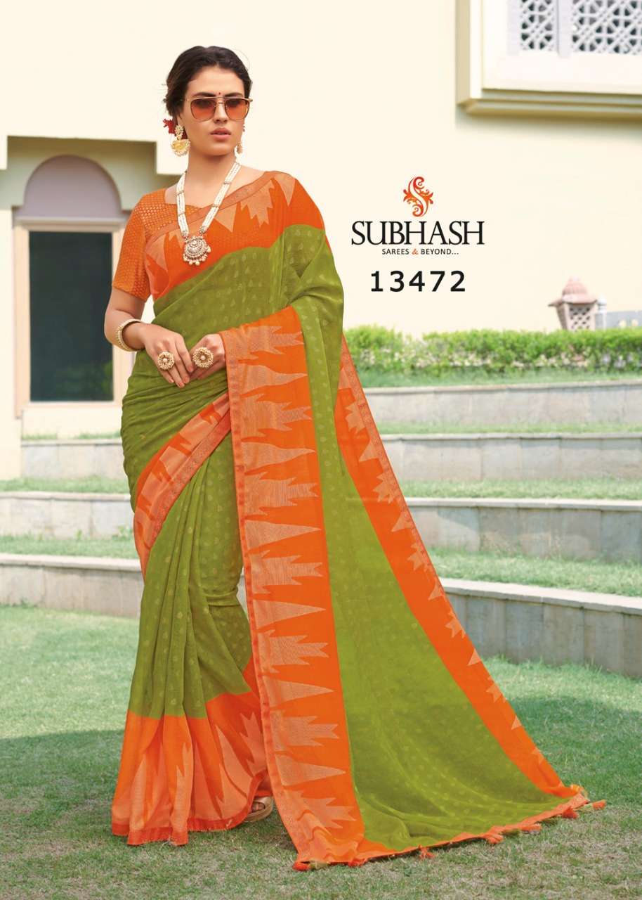 VINTAGE VOL-11 BY SUBHASH SAREES 13471 TO 13494 SERIES INDIAN TRADITIONAL WEAR COLLECTION BEAUTIFUL STYLISH FANCY COLORFUL PARTY WEAR & OCCASIONAL WEAR CHIFFON BRASSO SAREES AT WHOLESALE PRICE