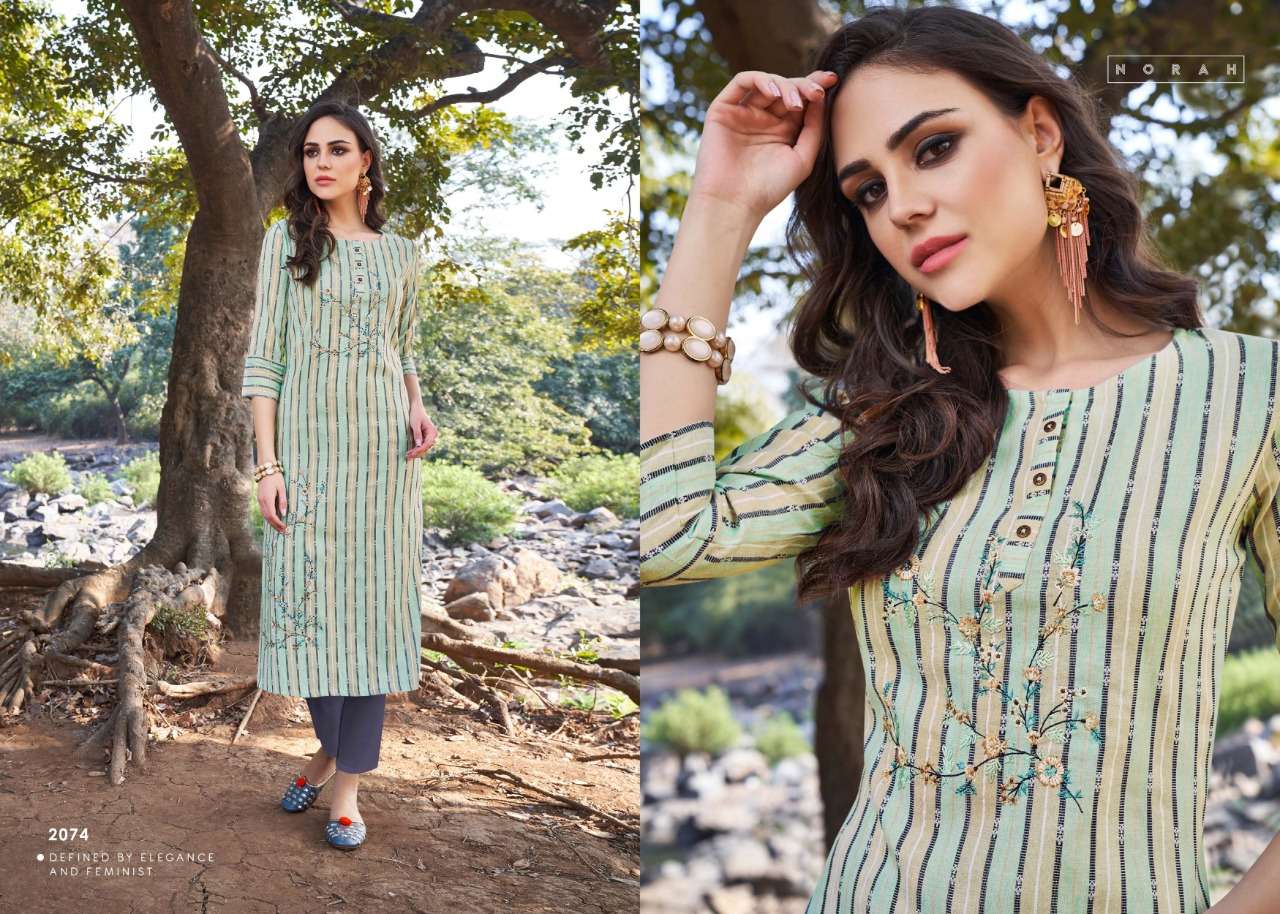 NATURE BY NATURE 2072 TO 2076 SERIES STYLISH FANCY BEAUTIFUL COLORFUL CASUAL WEAR & ETHNIC WEAR COTTON WEAVING EMBROIDERED KURTIS AT WHOLESALE PRICE