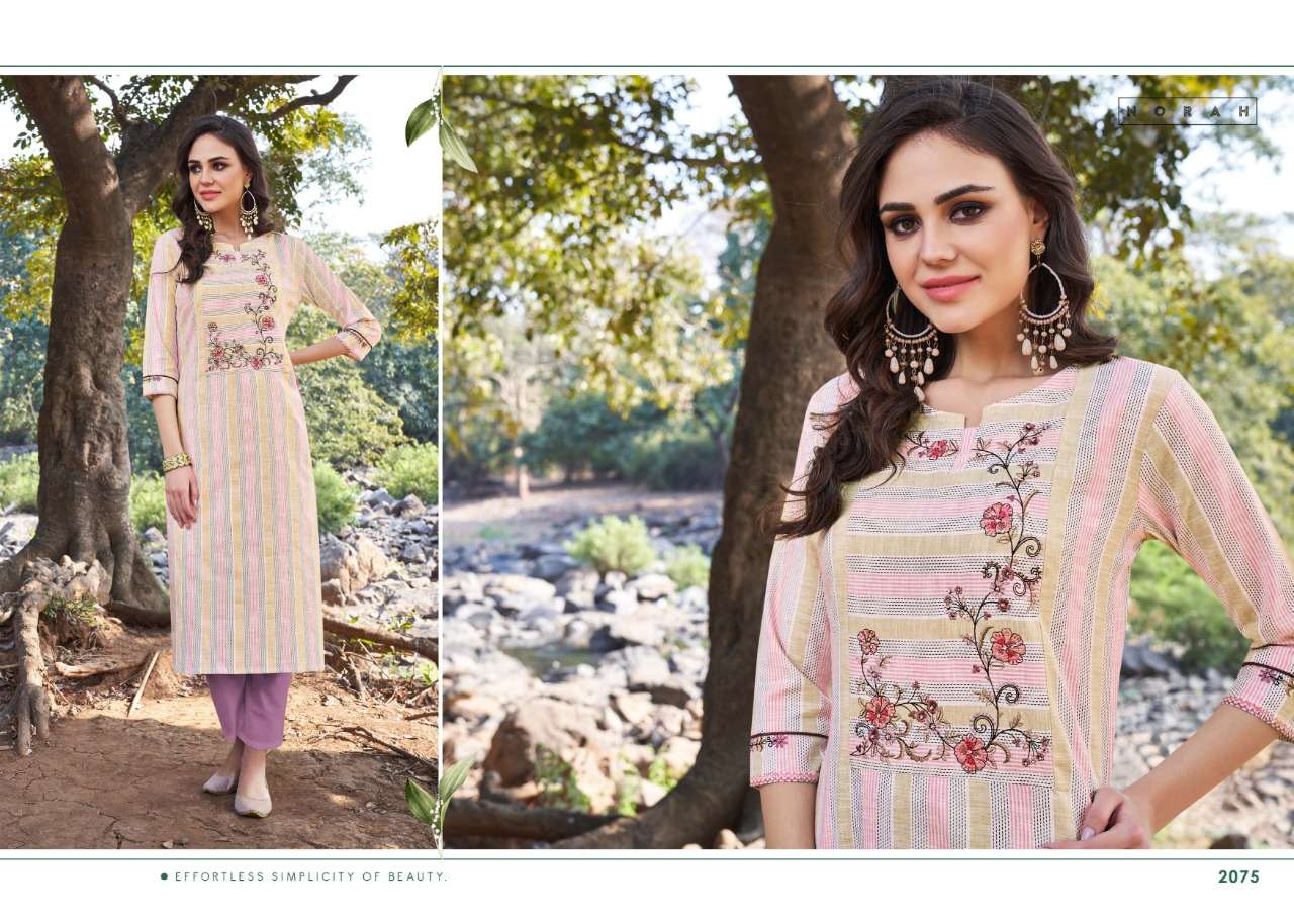 NATURE BY NATURE 2072 TO 2076 SERIES STYLISH FANCY BEAUTIFUL COLORFUL CASUAL WEAR & ETHNIC WEAR COTTON WEAVING EMBROIDERED KURTIS AT WHOLESALE PRICE