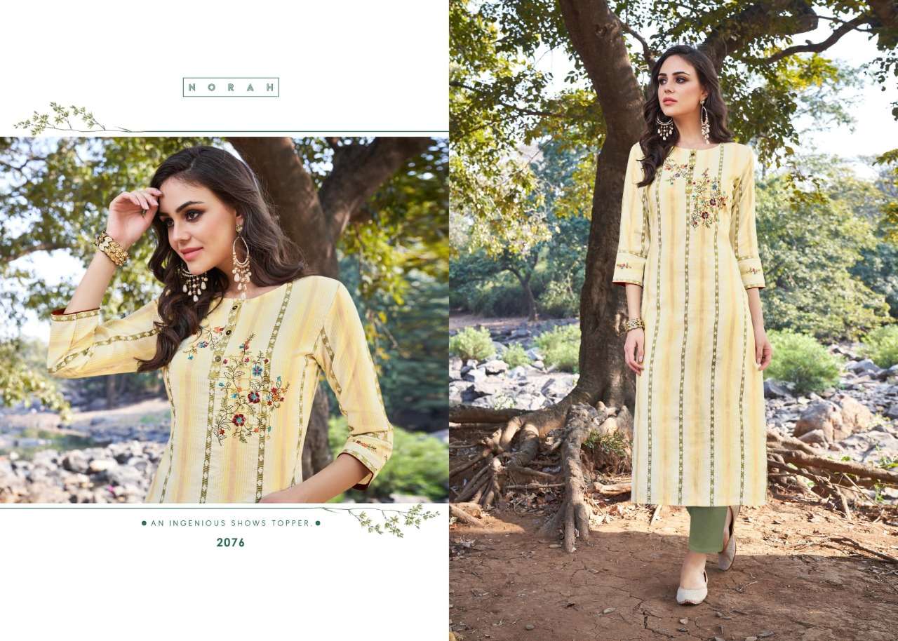 NATURE BY NATURE 2072 TO 2076 SERIES STYLISH FANCY BEAUTIFUL COLORFUL CASUAL WEAR & ETHNIC WEAR COTTON WEAVING EMBROIDERED KURTIS AT WHOLESALE PRICE