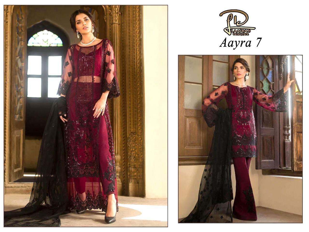 AAYRA 07 BY LAAIBAH DESIGNER BEAUTIFUL STYLISH PAKISATNI SUITS FANCY COLORFUL CASUAL WEAR & ETHNIC WEAR & READY TO WEAR HEAVY BUTTERFLY NET WITH EMBROIDERY DRESSES AT WHOLESALE PRICE