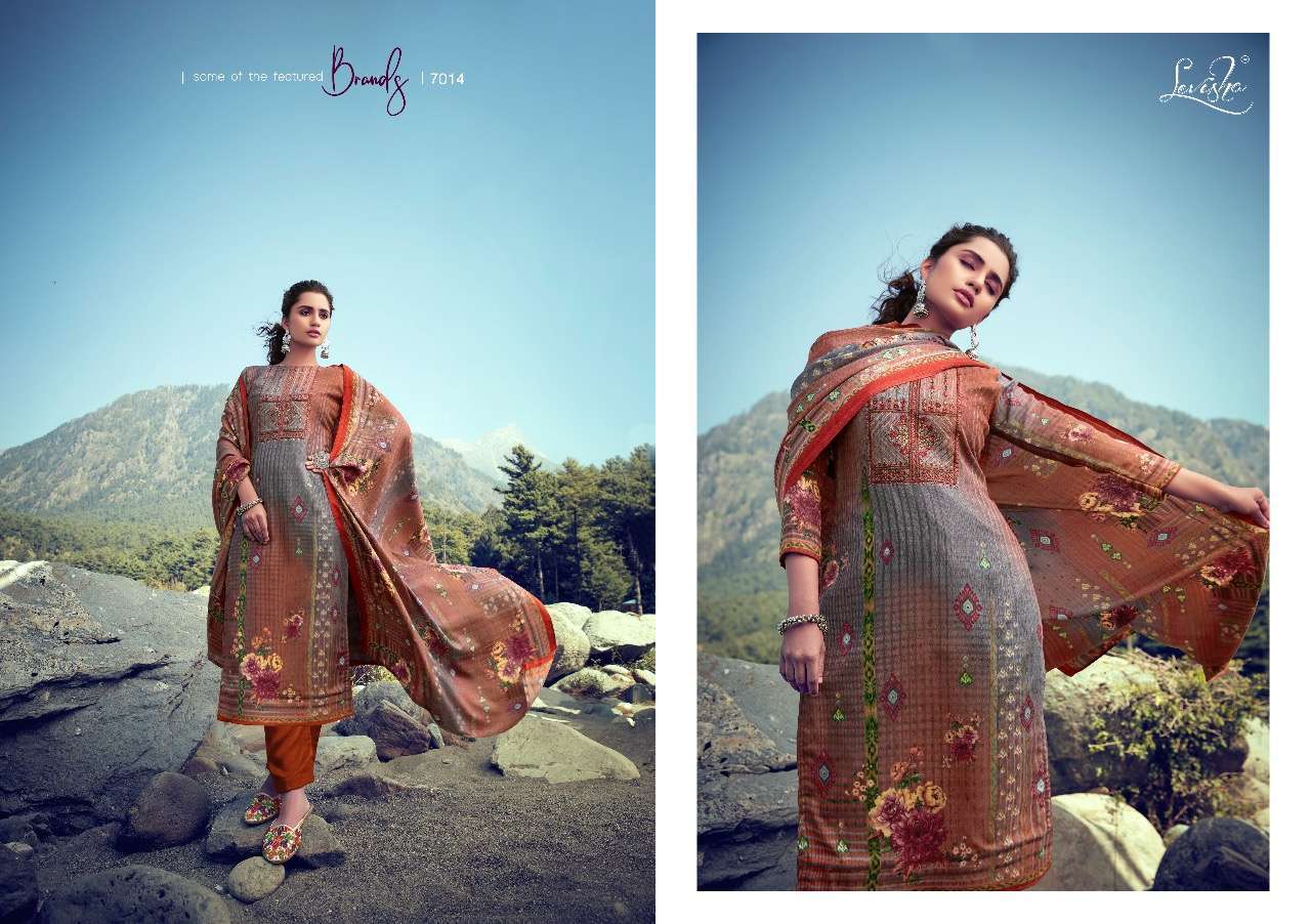 LINAYA BY LEVISHA 7013 TO 7020 SERIES BEAUTIFUL STYLISH FANCY COLORFUL CASUAL WEAR & ETHNIC WEAR PURE PASHMINA DIGITAL PRINT WITH EMBROIDERY DRESSES AT WHOLESALE PRICE