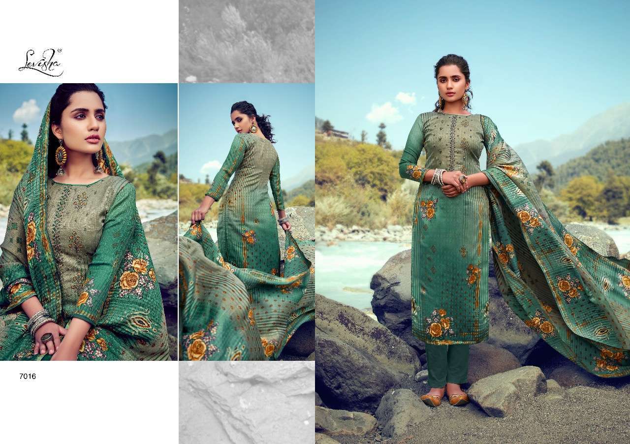 LINAYA BY LEVISHA 7013 TO 7020 SERIES BEAUTIFUL STYLISH FANCY COLORFUL CASUAL WEAR & ETHNIC WEAR PURE PASHMINA DIGITAL PRINT WITH EMBROIDERY DRESSES AT WHOLESALE PRICE