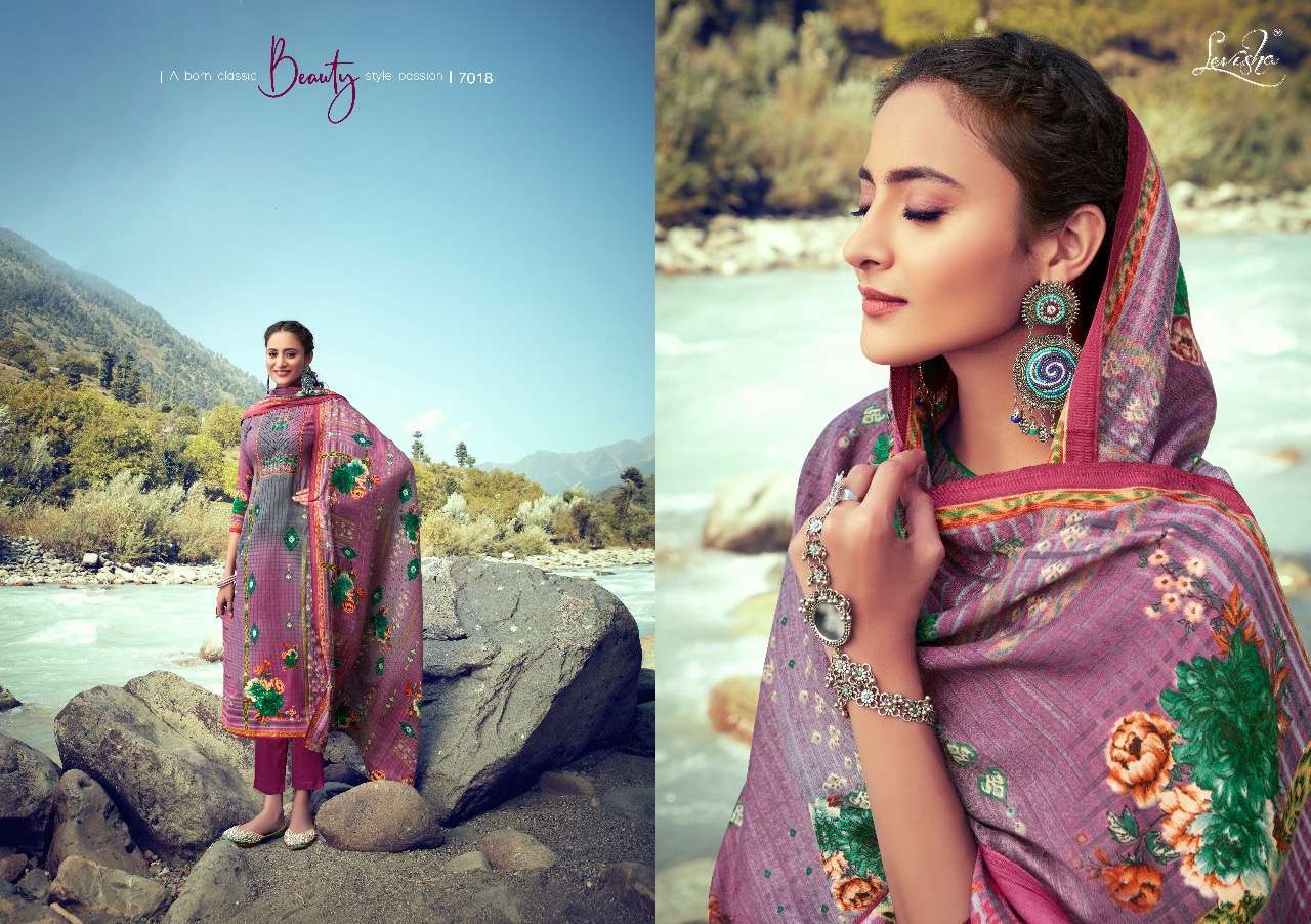 LINAYA BY LEVISHA 7013 TO 7020 SERIES BEAUTIFUL STYLISH FANCY COLORFUL CASUAL WEAR & ETHNIC WEAR PURE PASHMINA DIGITAL PRINT WITH EMBROIDERY DRESSES AT WHOLESALE PRICE