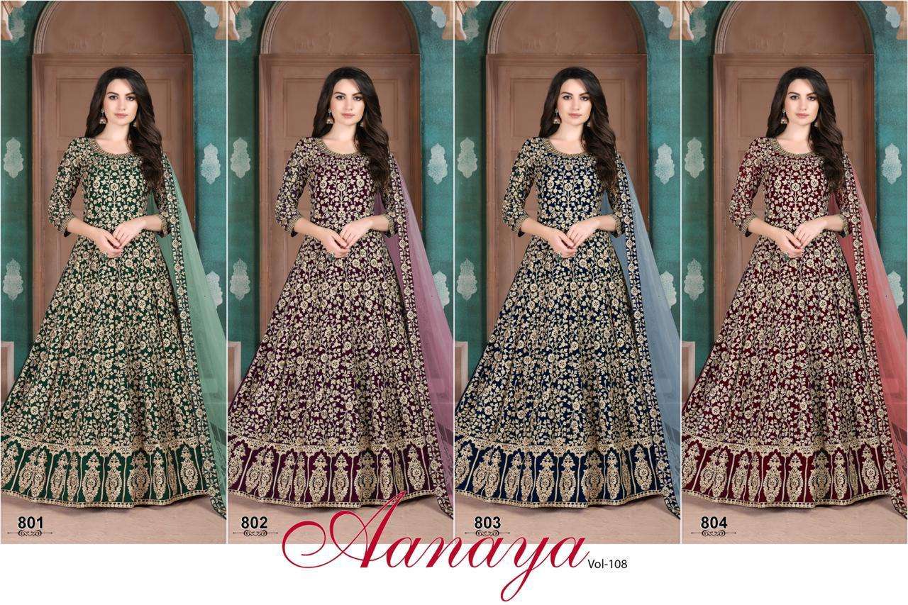 Aanaya Vol-108 By Twisha 801 To 804 Series Designer Wedding Collection Beautiful Stylish Fancy Colorful Party Wear & Occasional Wear Faux Georgette Embroidered Dresses At Wholesale Price