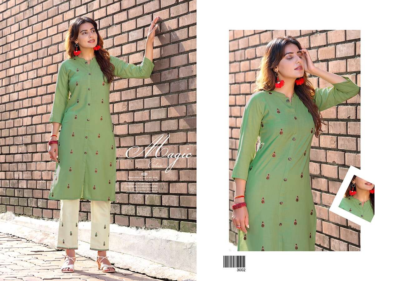 RADHE VOL-3 BY ARION 3001 TO 3006 SERIES STYLISH FANCY BEAUTIFUL COLORFUL CASUAL WEAR & ETHNIC WEAR TWO TONE COTTON KURTIS WITH BOTTOM AT WHOLESALE PRICE