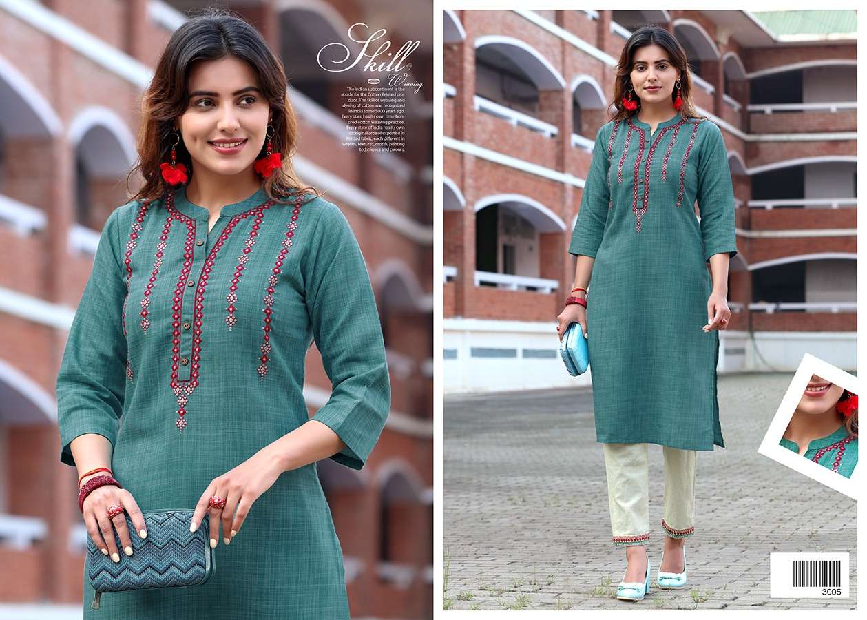 RADHE VOL-3 BY ARION 3001 TO 3006 SERIES STYLISH FANCY BEAUTIFUL COLORFUL CASUAL WEAR & ETHNIC WEAR TWO TONE COTTON KURTIS WITH BOTTOM AT WHOLESALE PRICE