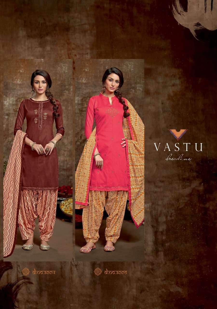Kiara Patiyala By Vastu Tex 3001 To 3005 Series Beautiful Colorful Stylish Fancy Casual Wear & Ethnic Wear & Ready To Wear Jam Satin With Work Dresses At Wholesale Price