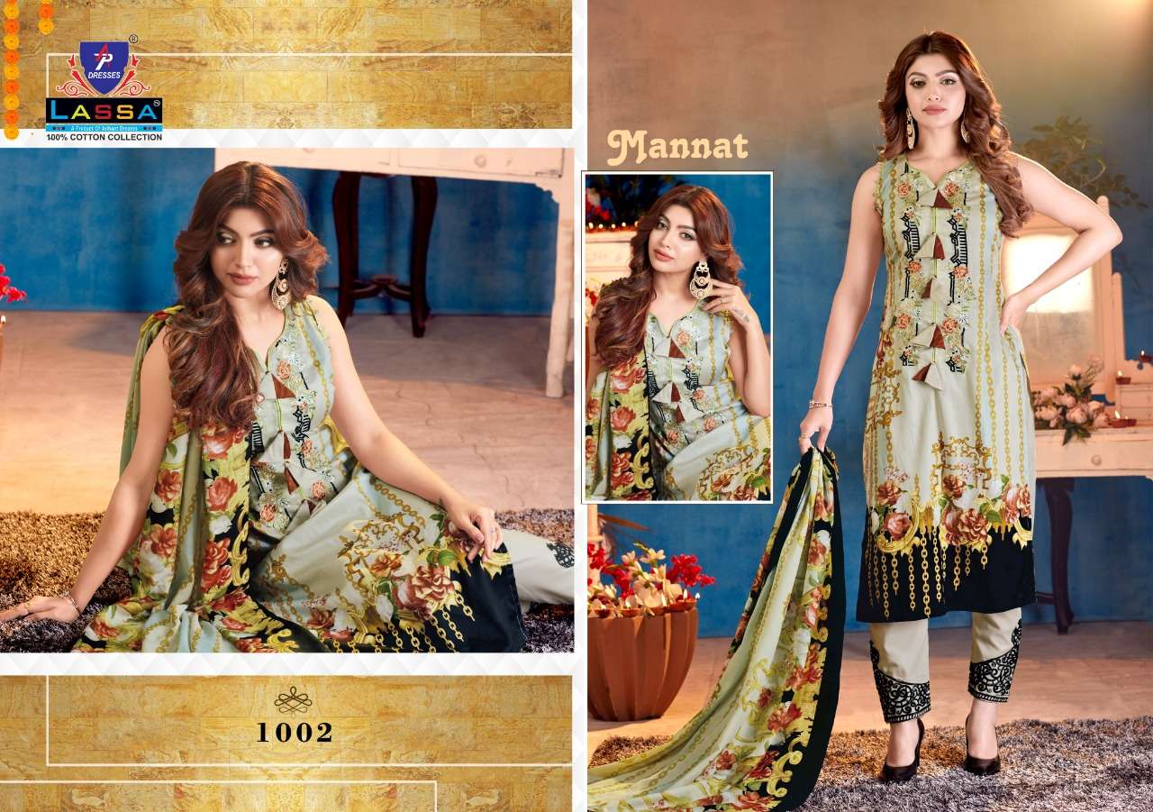 MANNAT BY LASSA 1001 TO 1008 SERIES BEAUTIFUL COLORFUL STYLISH FANCY CASUAL WEAR & ETHNIC WEAR & READY TO WEAR FANCY DRESSES AT WHOLESALE PRICE