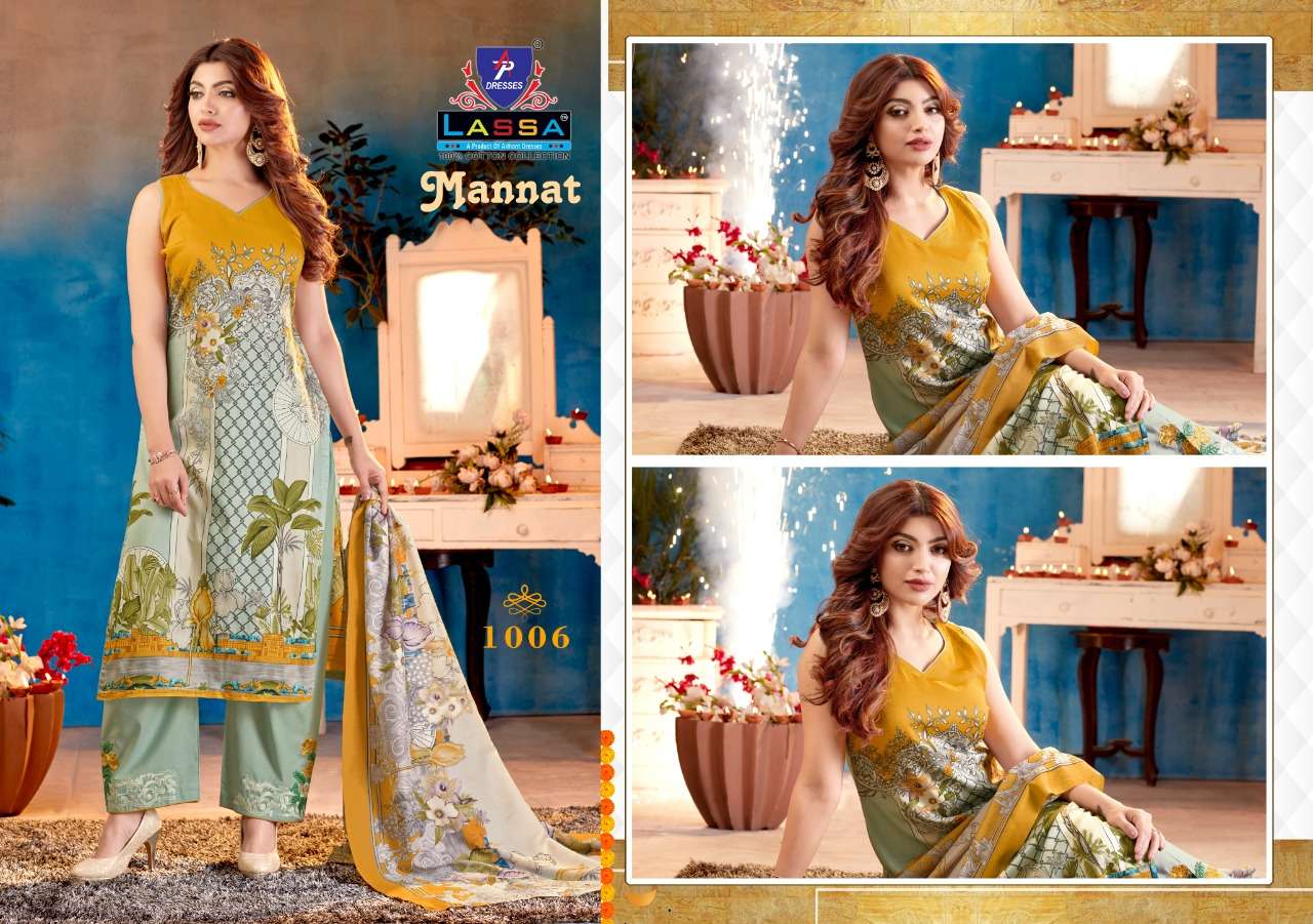 MANNAT BY LASSA 1001 TO 1008 SERIES BEAUTIFUL COLORFUL STYLISH FANCY CASUAL WEAR & ETHNIC WEAR & READY TO WEAR FANCY DRESSES AT WHOLESALE PRICE