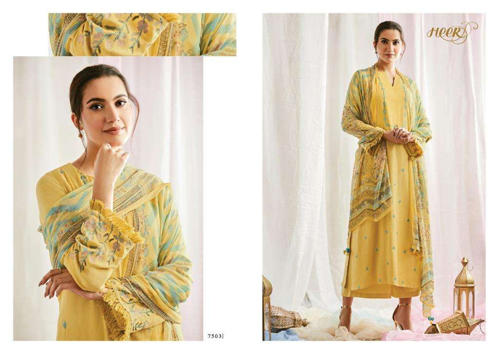 KASHNI BY HEER 7501 TO 7507 SERIES BEAUTIFUL STYLISH FANCY COLORFUL CASUAL WEAR & ETHNIC WEAR SPUN WOOL WITH EMBROIDERY DRESSES AT WHOLESALE PRICE