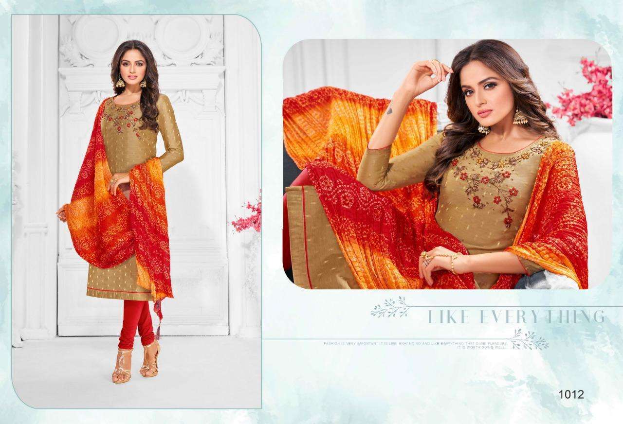 BHANDEJ CRUSH BY SHAGUN LIFESTYLE 1001 TO 1012 SERIES BEAUTIFUL STYLISH FANCY COLORFUL CASUAL WEAR & ETHNIC WEAR MODAL BUTTI WITH HANDWORK DRESSES AT WHOLESALE PRICE