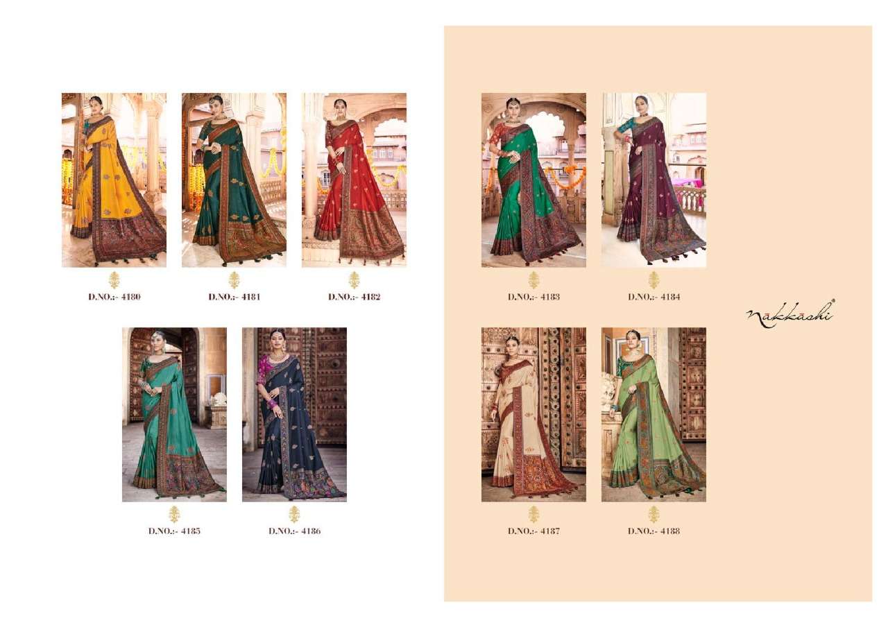 RESHAM BY NAKKASHI 4180 TO 4188 SERIES INDIAN TRADITIONAL WEAR COLLECTION BEAUTIFUL STYLISH FANCY COLORFUL PARTY WEAR & OCCASIONAL WEAR SILK SAREES AT WHOLESALE PRICE